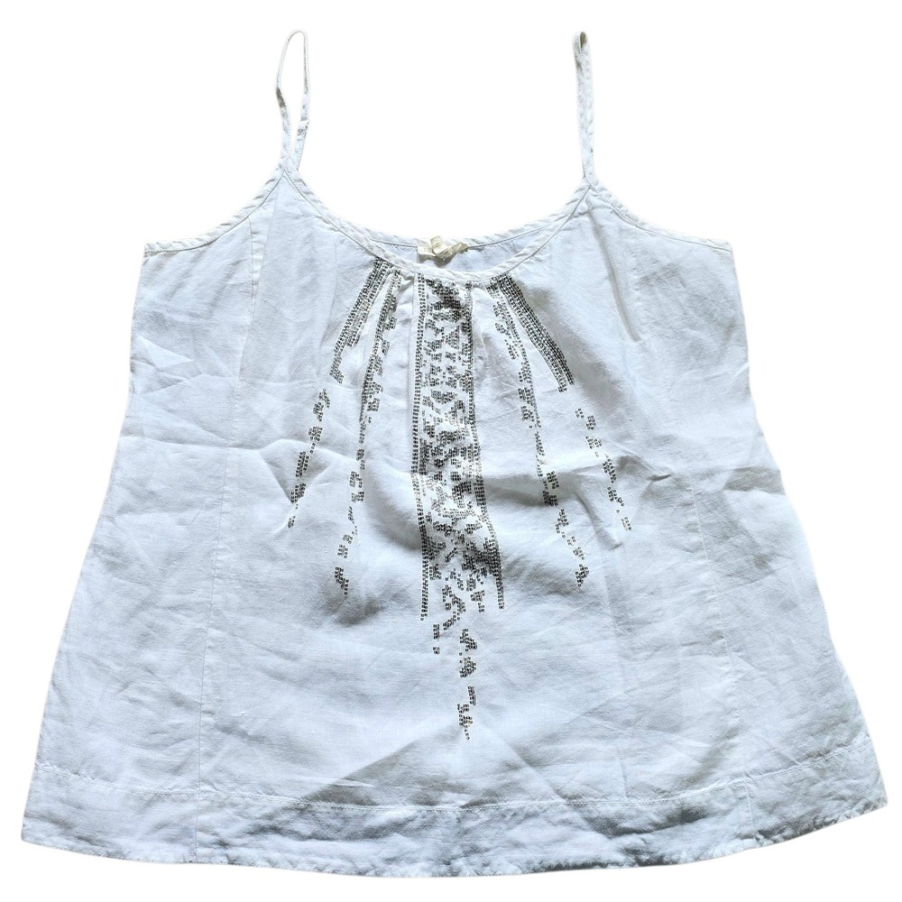 Eileen Fisher Spaghetti Strap,‎ 100% Linen, Natural Top with Sequin Top, Large